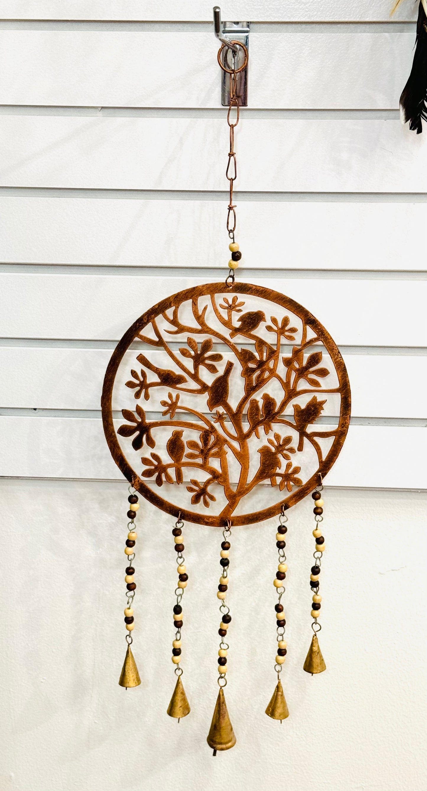 Handmade Brass Birds sitting on Tree Of Life Wind Chime