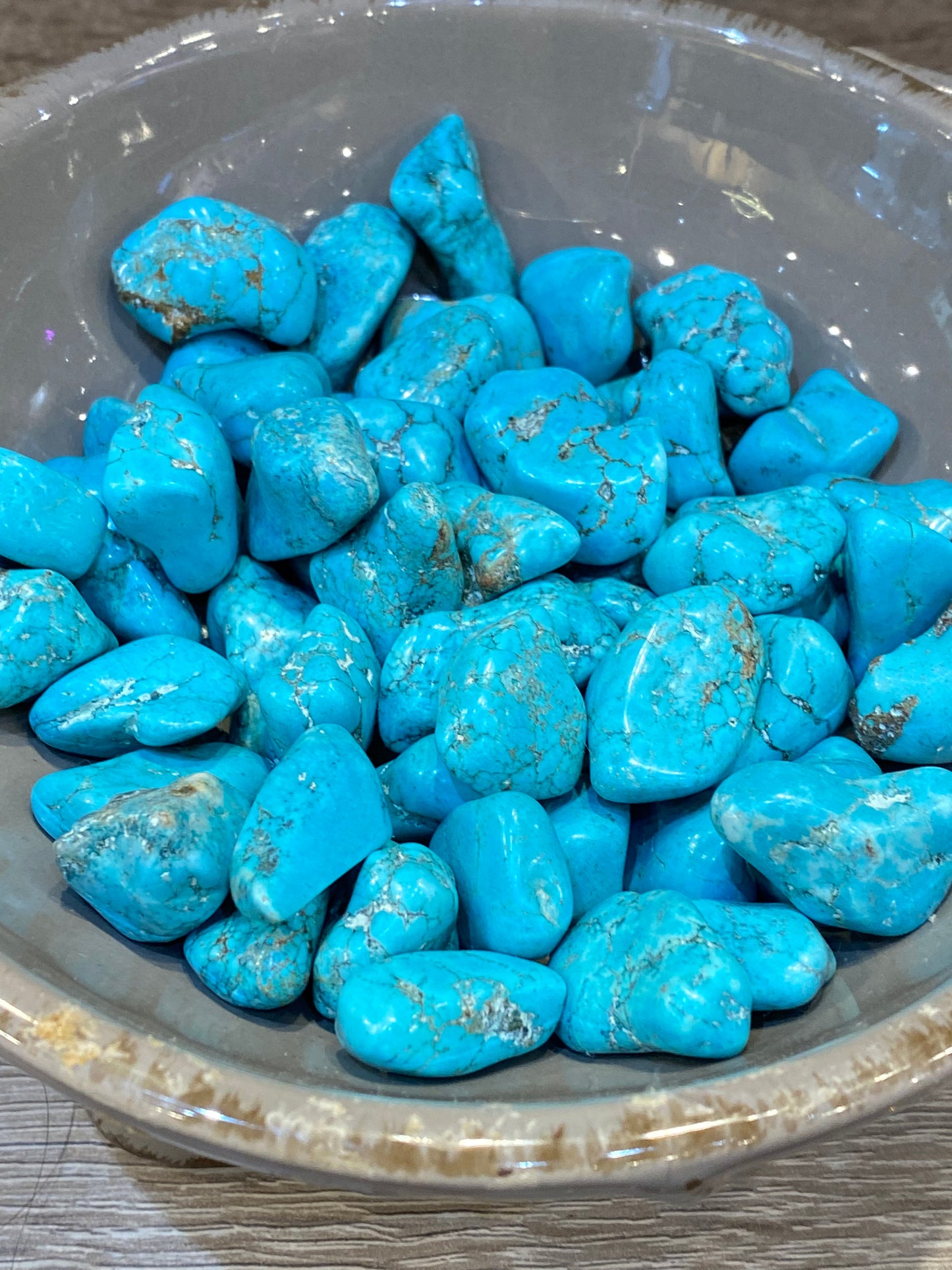 Turquoise Blue Howlite Tumbled Small Stone 1pc