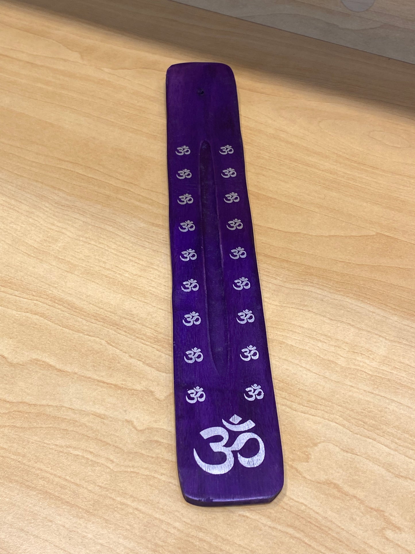Wooden Incense Stick Holder Om (Purple)