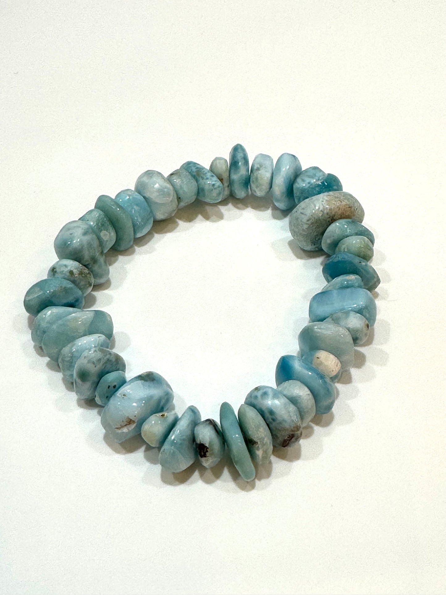 Larimar Free Form Beaded Tumbled Chips Bracelet