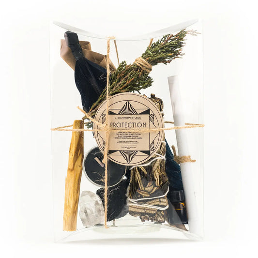 Protection Ritual Kit Gift Set with Crystals, Essential Oil, and Candle