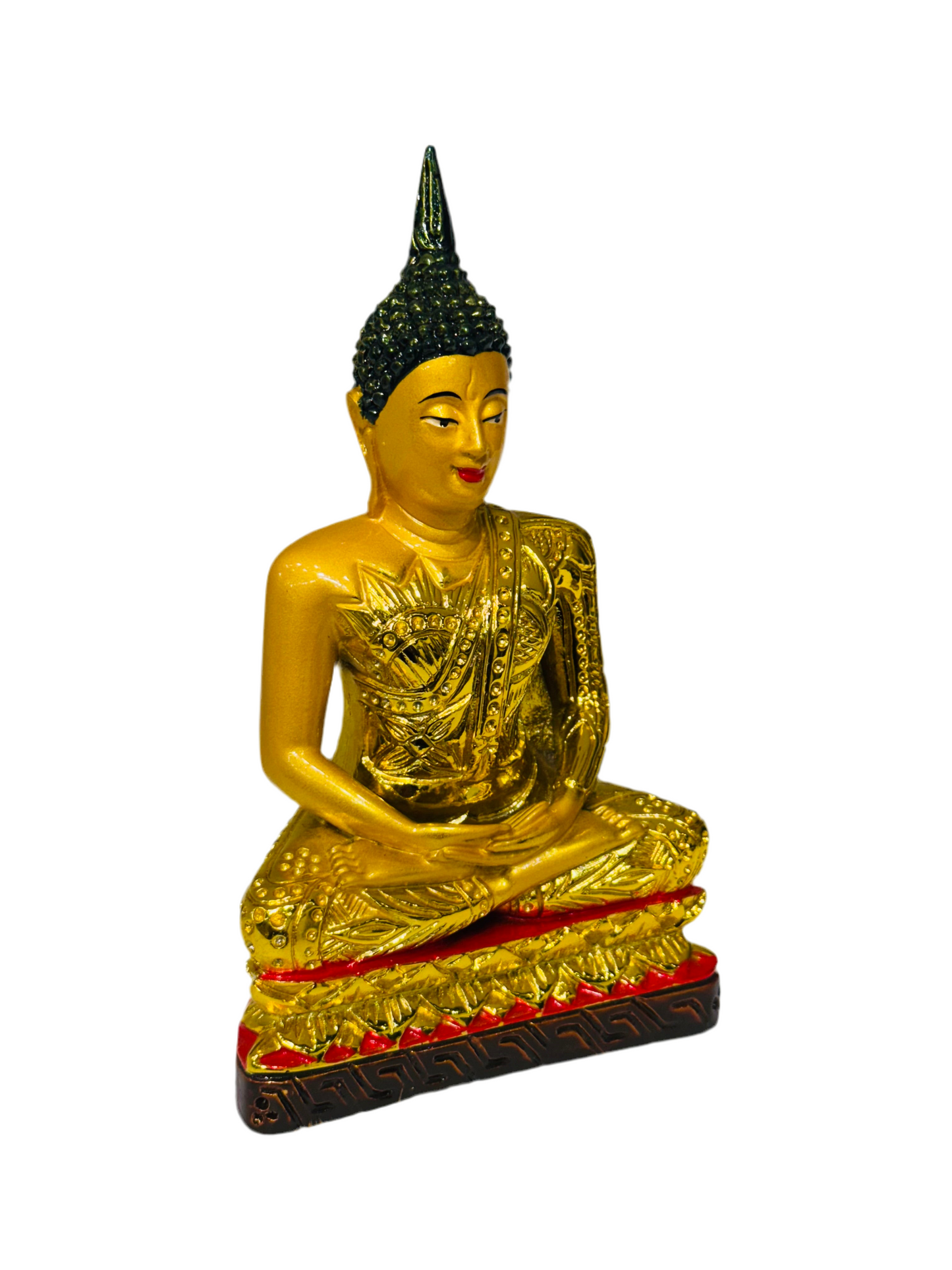 Tibetan Buddha Gold Color With Red Trim