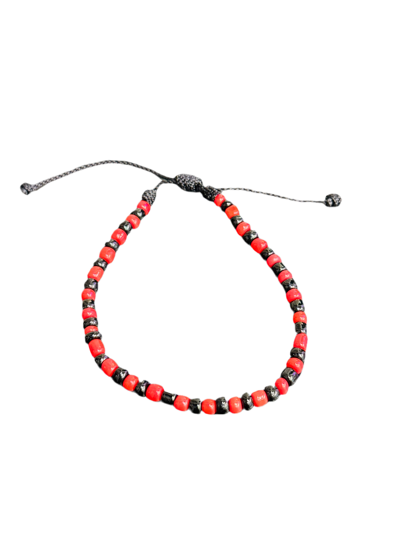 Orisha Elegua Beaded Handmade Pull String Bracelet Black and Red