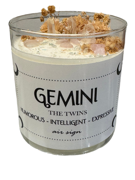 Gemini Zodiac Soy Wax Crystal Candle