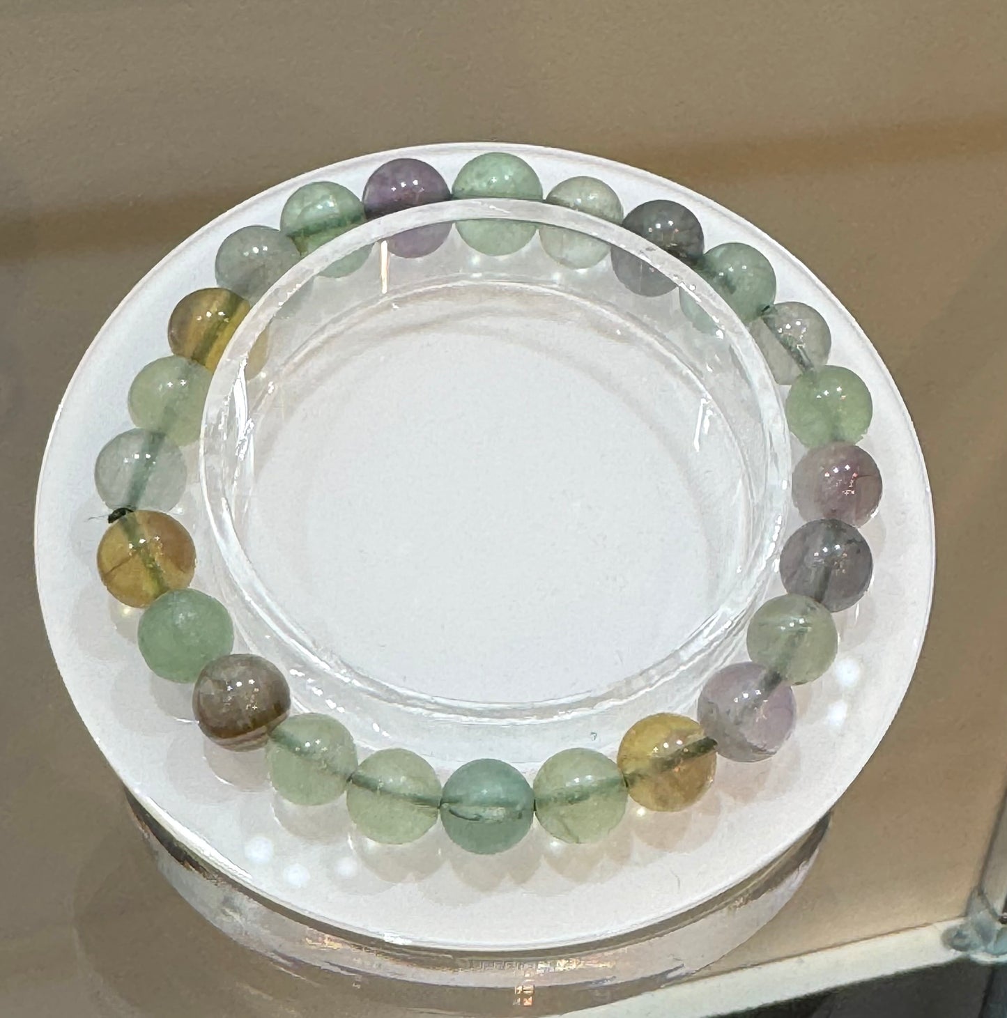 Rainbow Fluorite Round Beaded Gemstone Bracelet 6mm (free-form beaded stretch) each