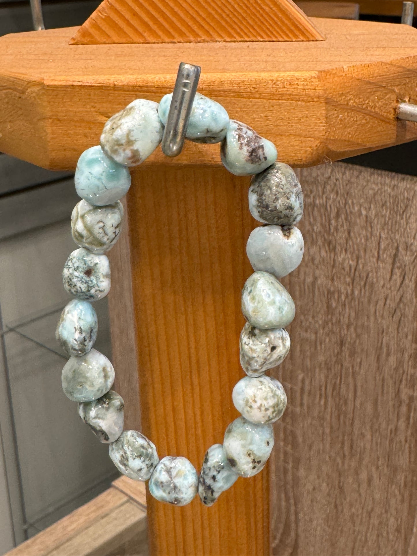 Larimar Natural Nugget Beaded Stretch Bracelet