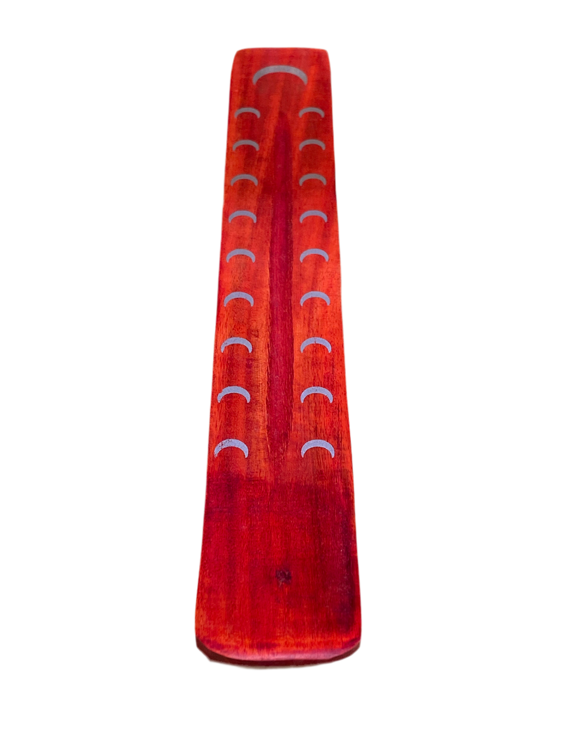 Wooden Incense Stick Holder Crescent Moon Red