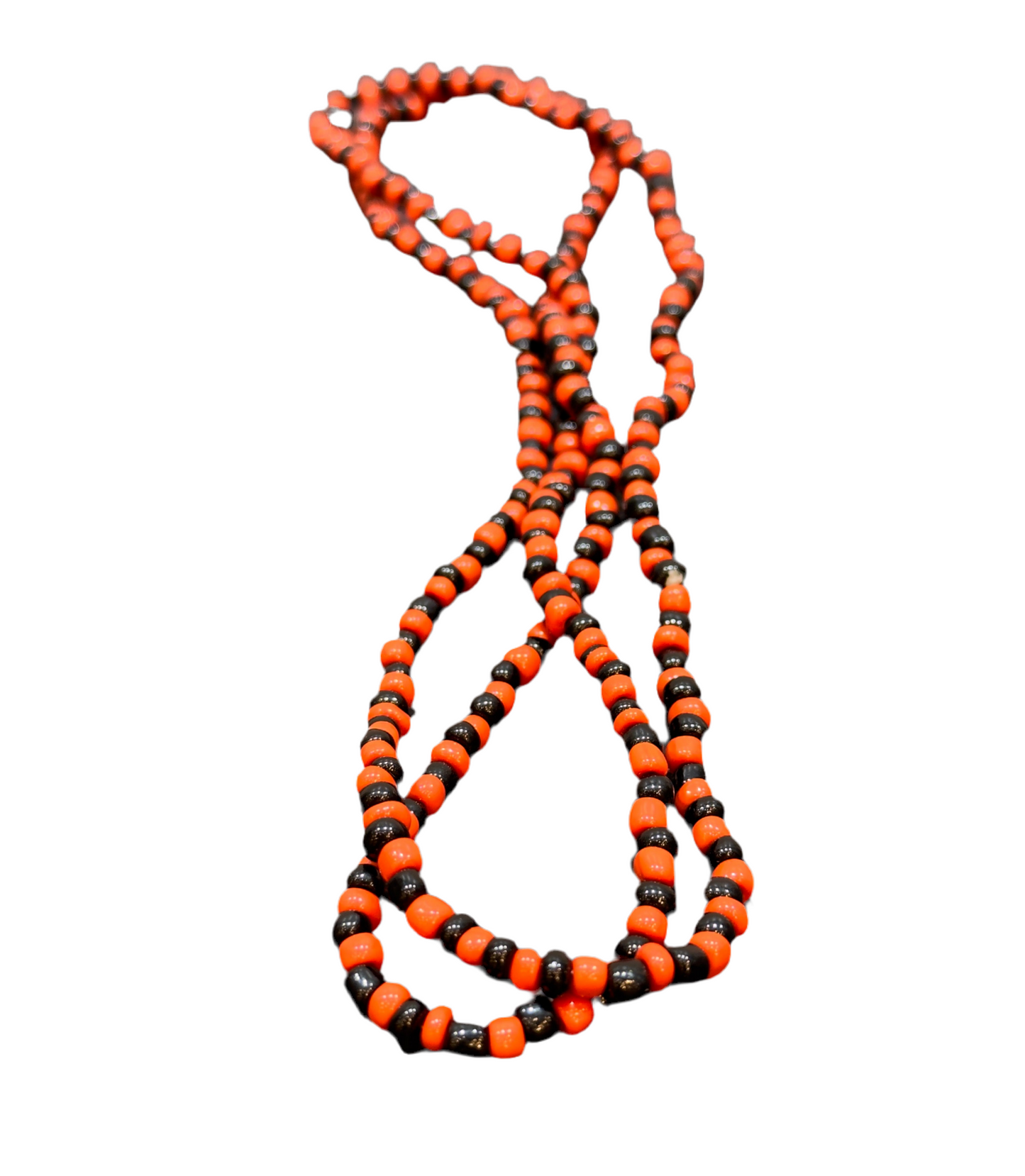 Orisha Beaded Black and Orange Long Necklace