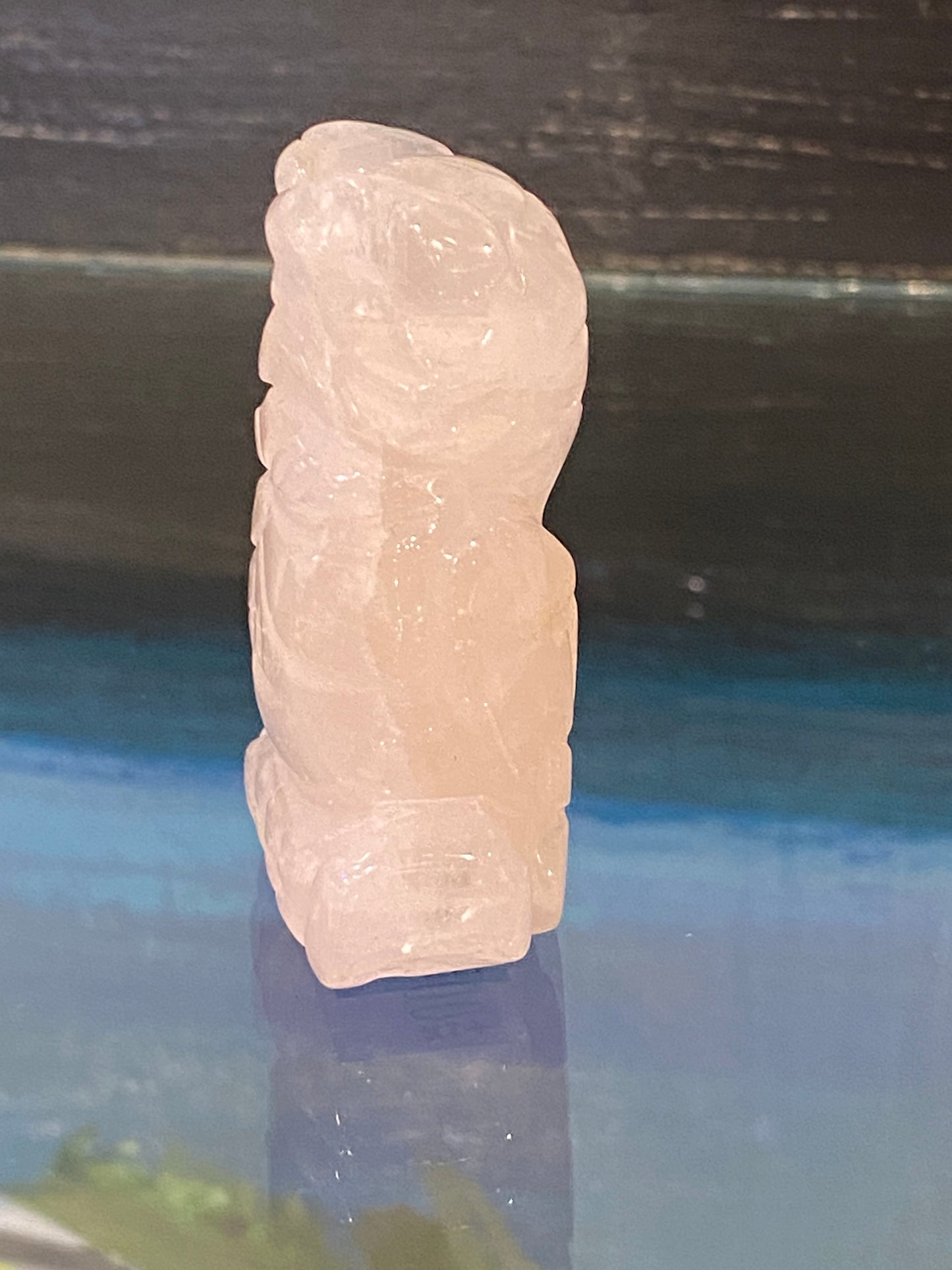 Rose Quartz Polished Hand Carved Owl