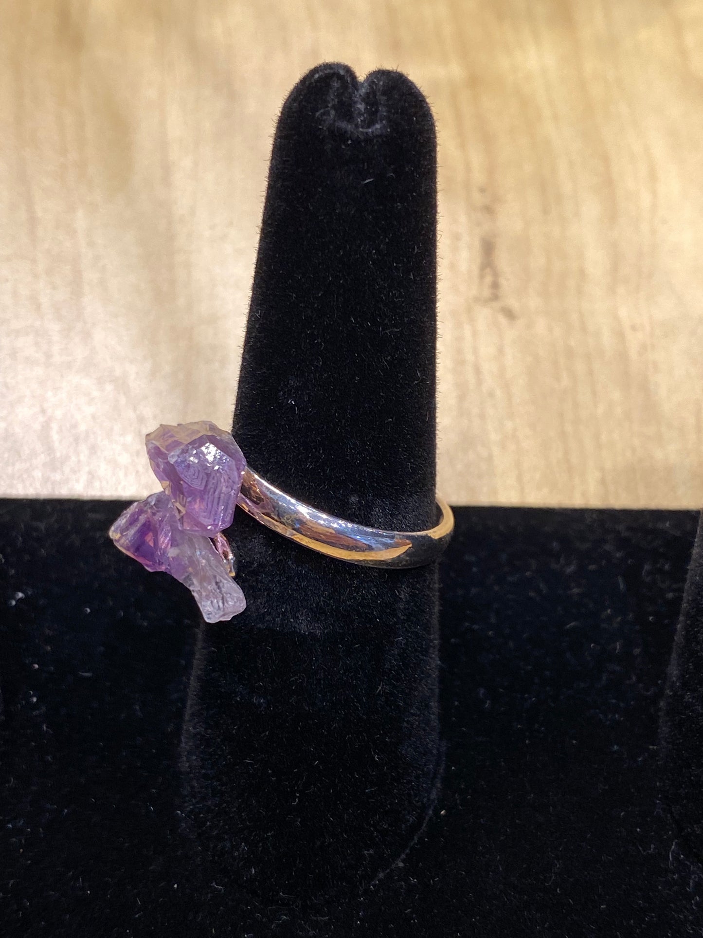 Raw Amethyst Adjustable Silver Ring