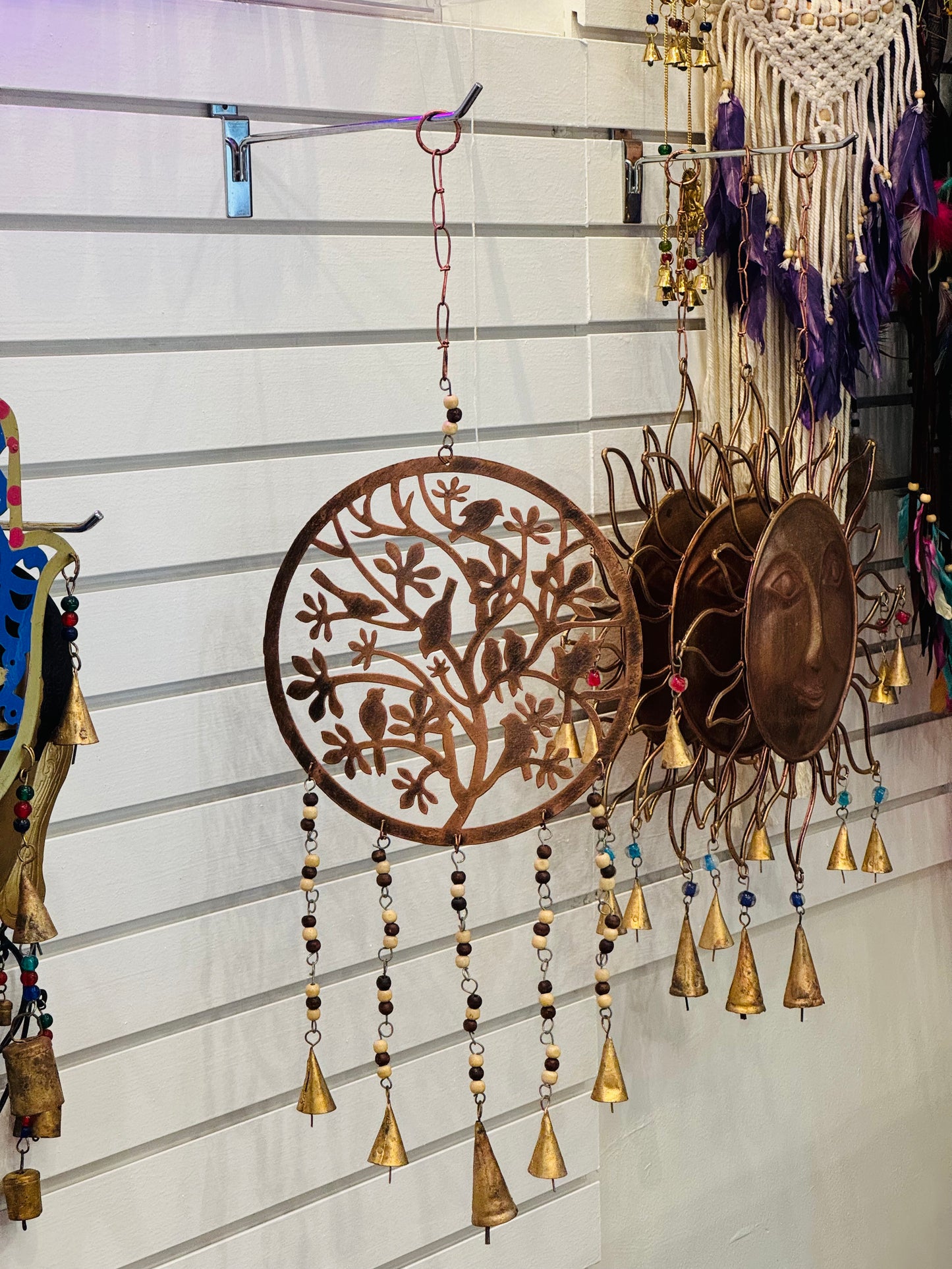 Handmade Brass Birds sitting on Tree Of Life Wind Chime