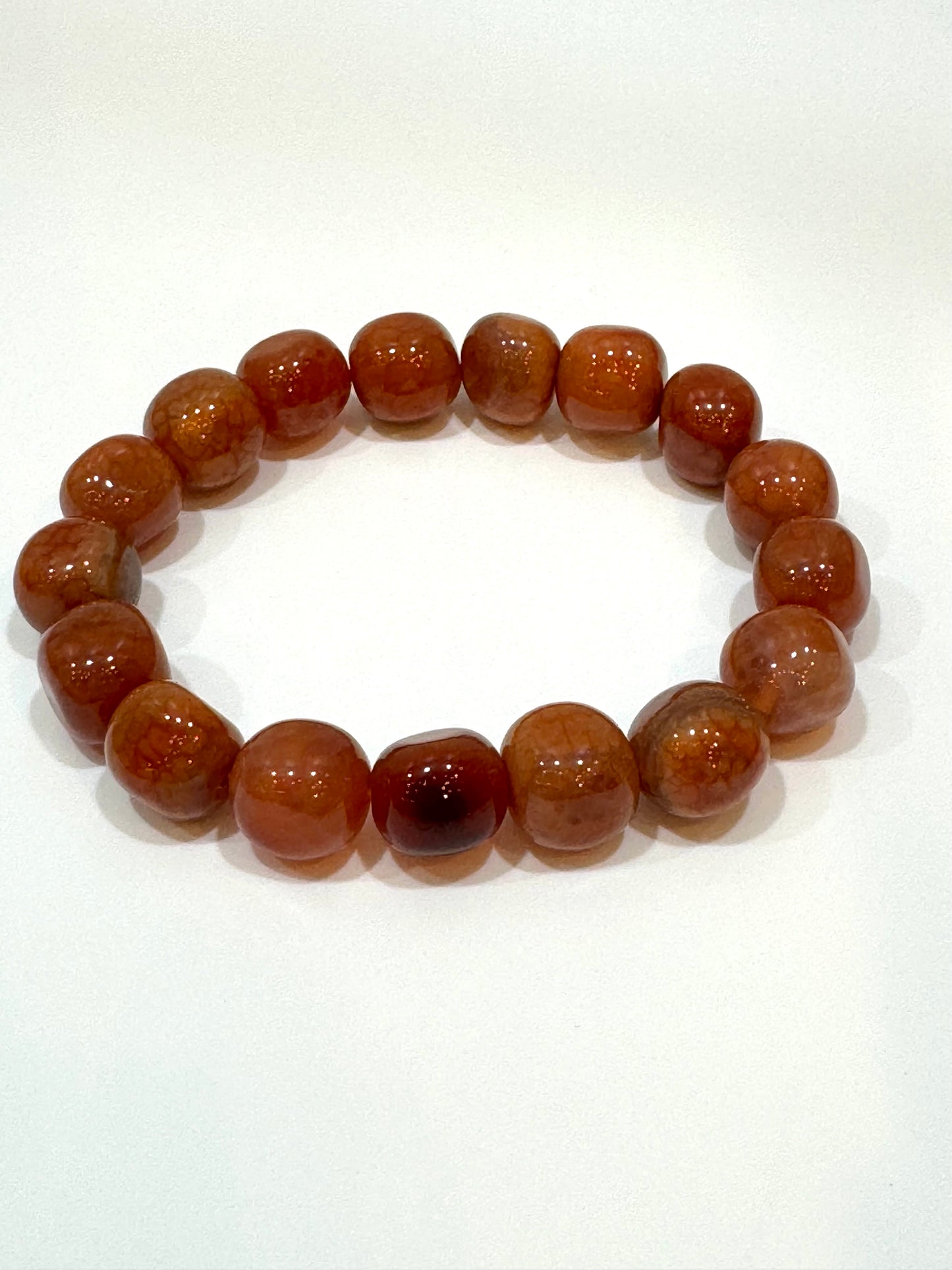 Carnelian Polished Stretch 10mm Free-Form Beaded Bracelet