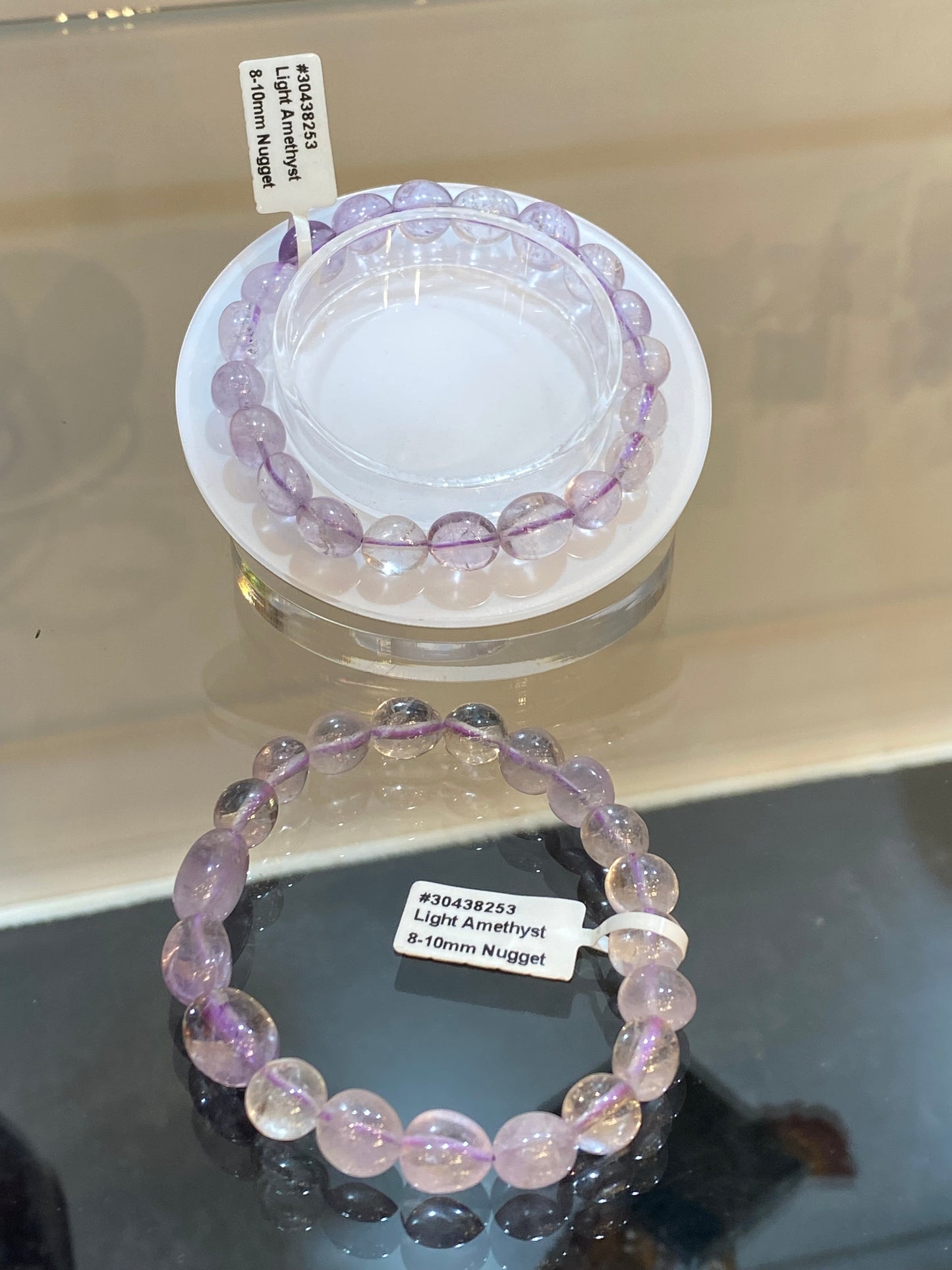 Amethyst Light Oval Nugget Bracelet (free-form bead stretch)