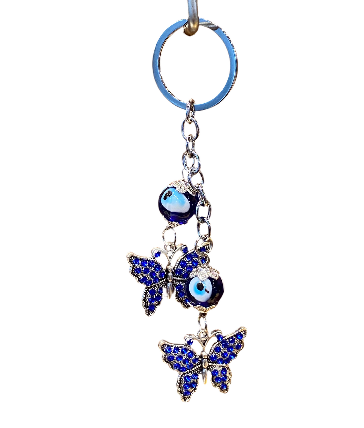 Evil Eye Double Butterfly Key Chain