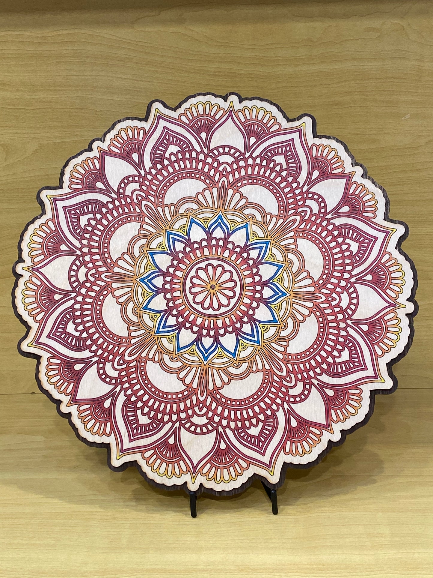 Wooden Round Wall Art Colorful Mandala