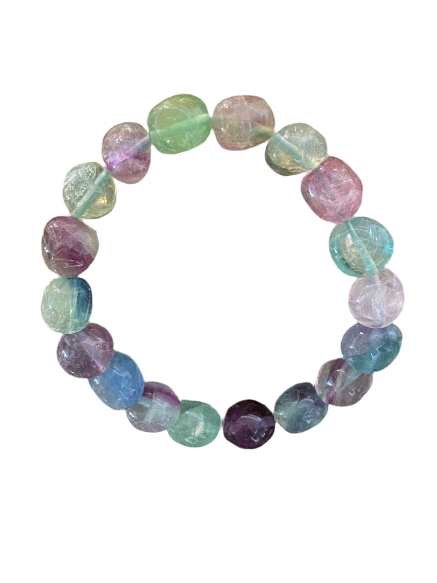 Rainbow Fluorite Round Tumbled Gemstone Bracelet