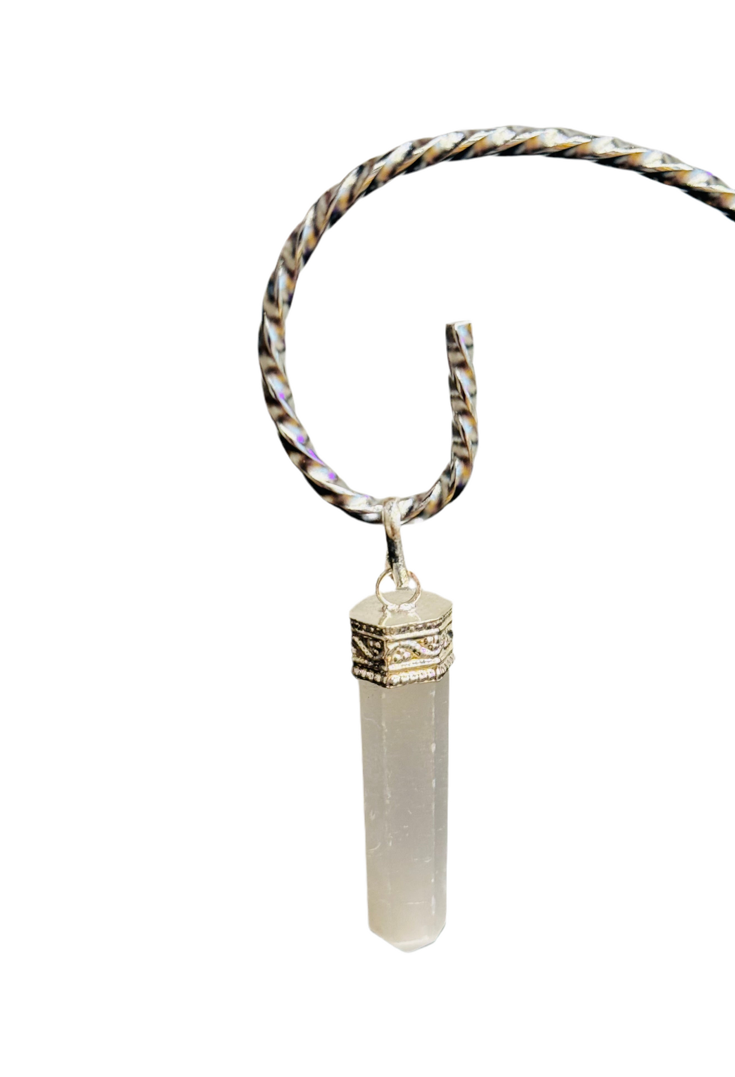 Selenite Point Sterling Silver Bezel Pendant