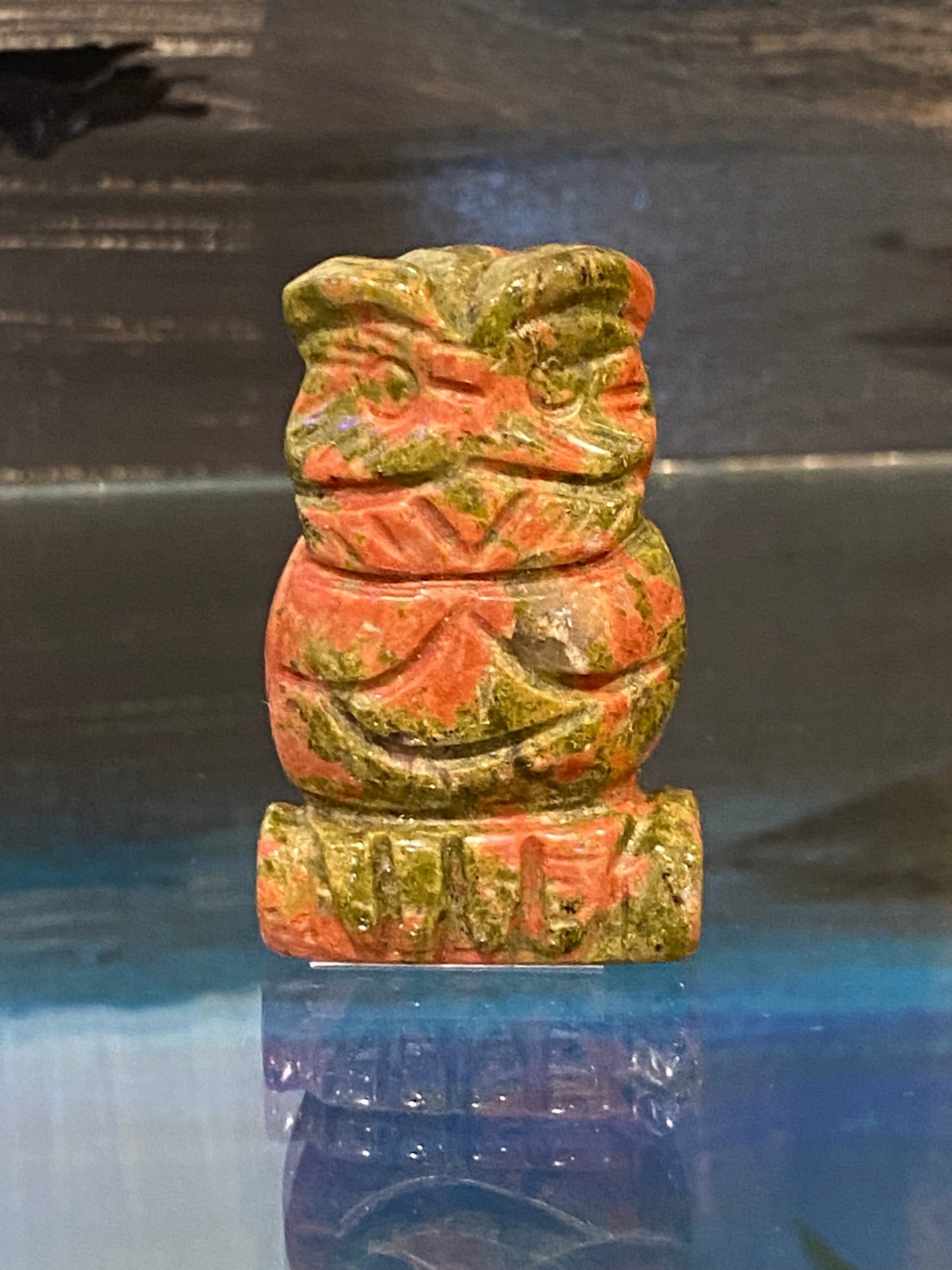 Unakite Polished Hand Carved Spirit Animal Owl