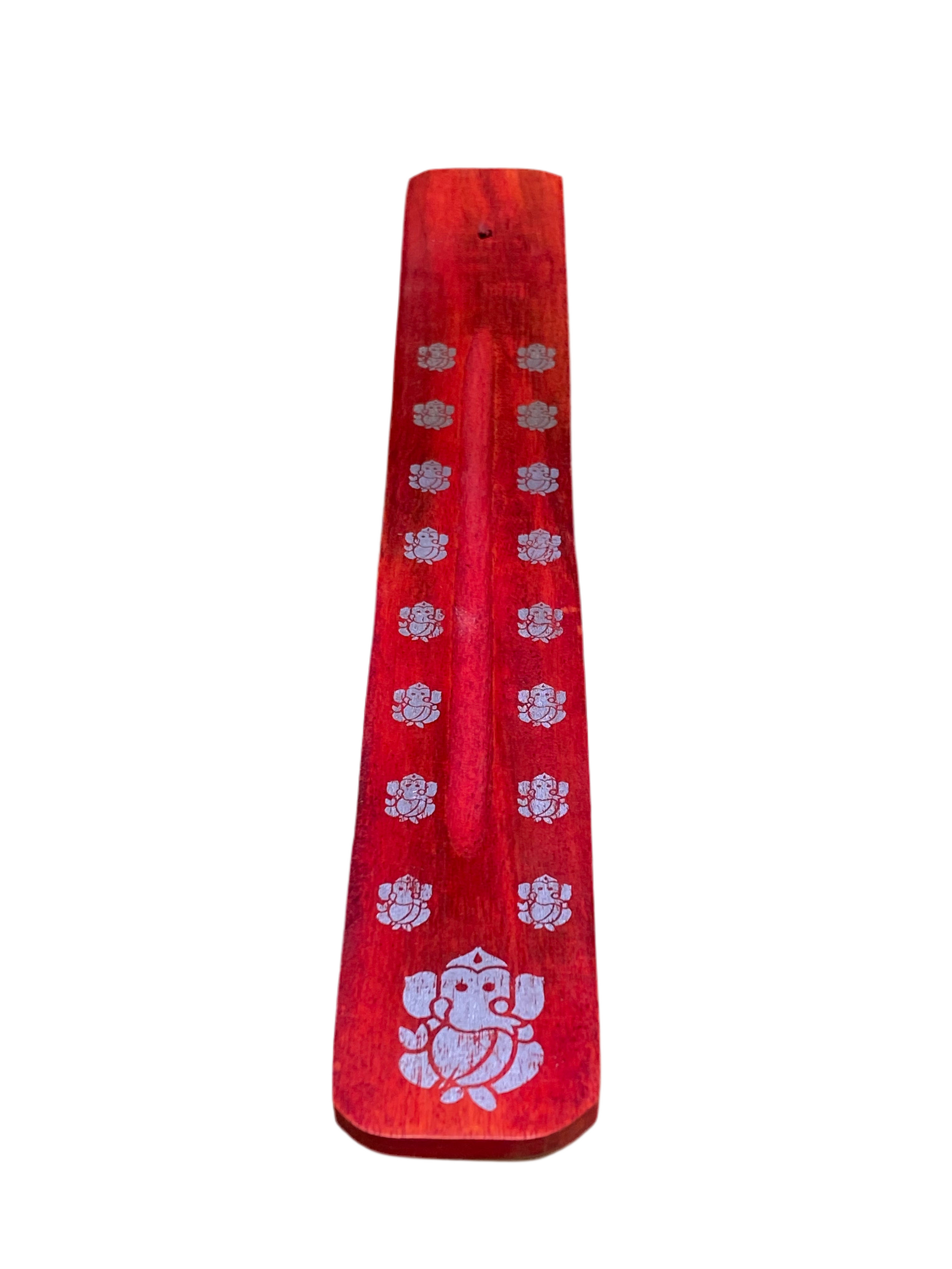 Wooden Incense Stick Holder Ganesha Red