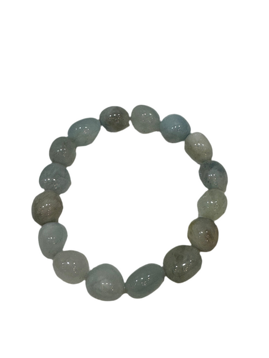 Aquamarine Nugget Tumbled Polished Beaded Bracelet