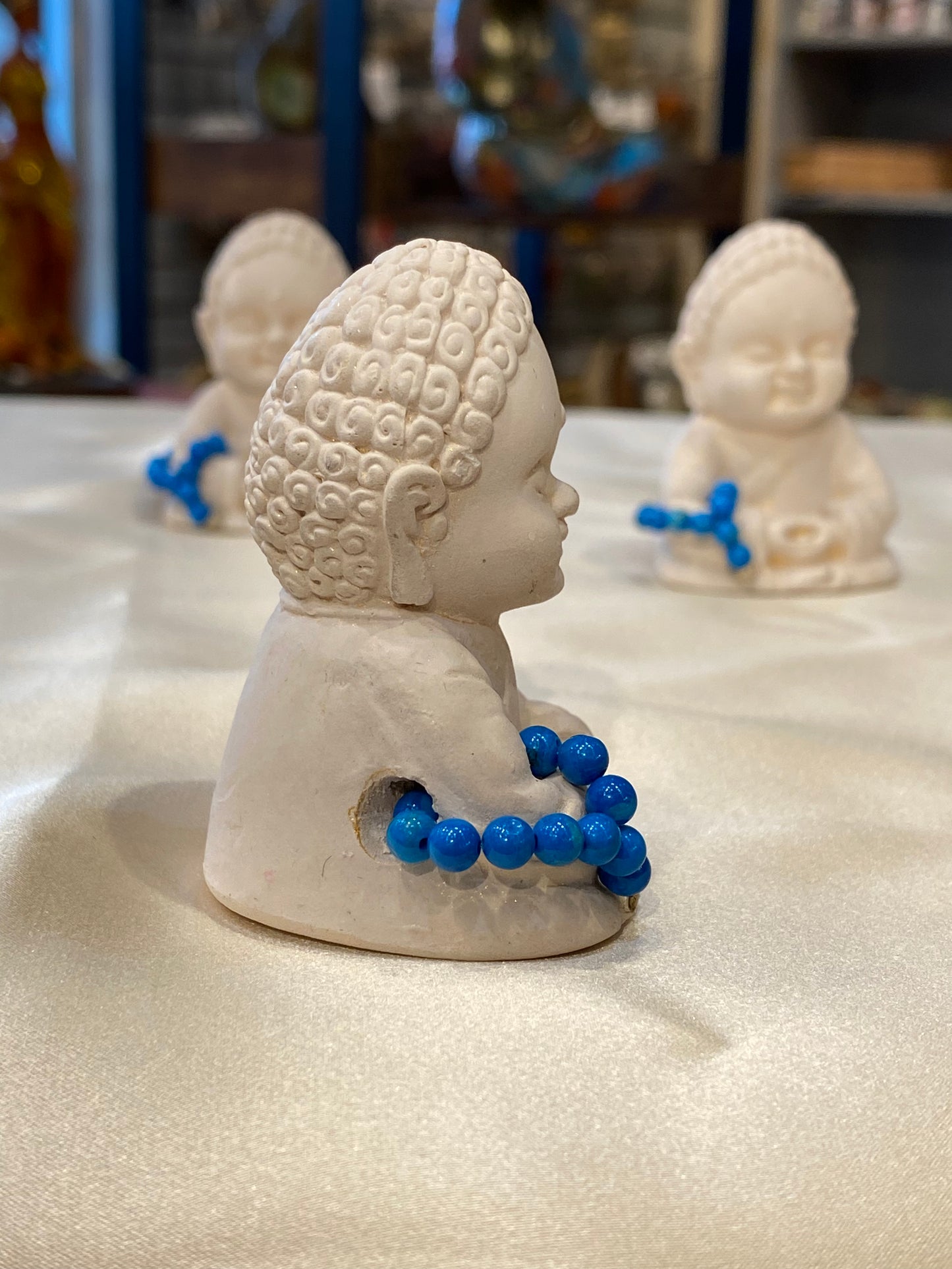 Ivory Miniature Meditation Buddha holding Bead