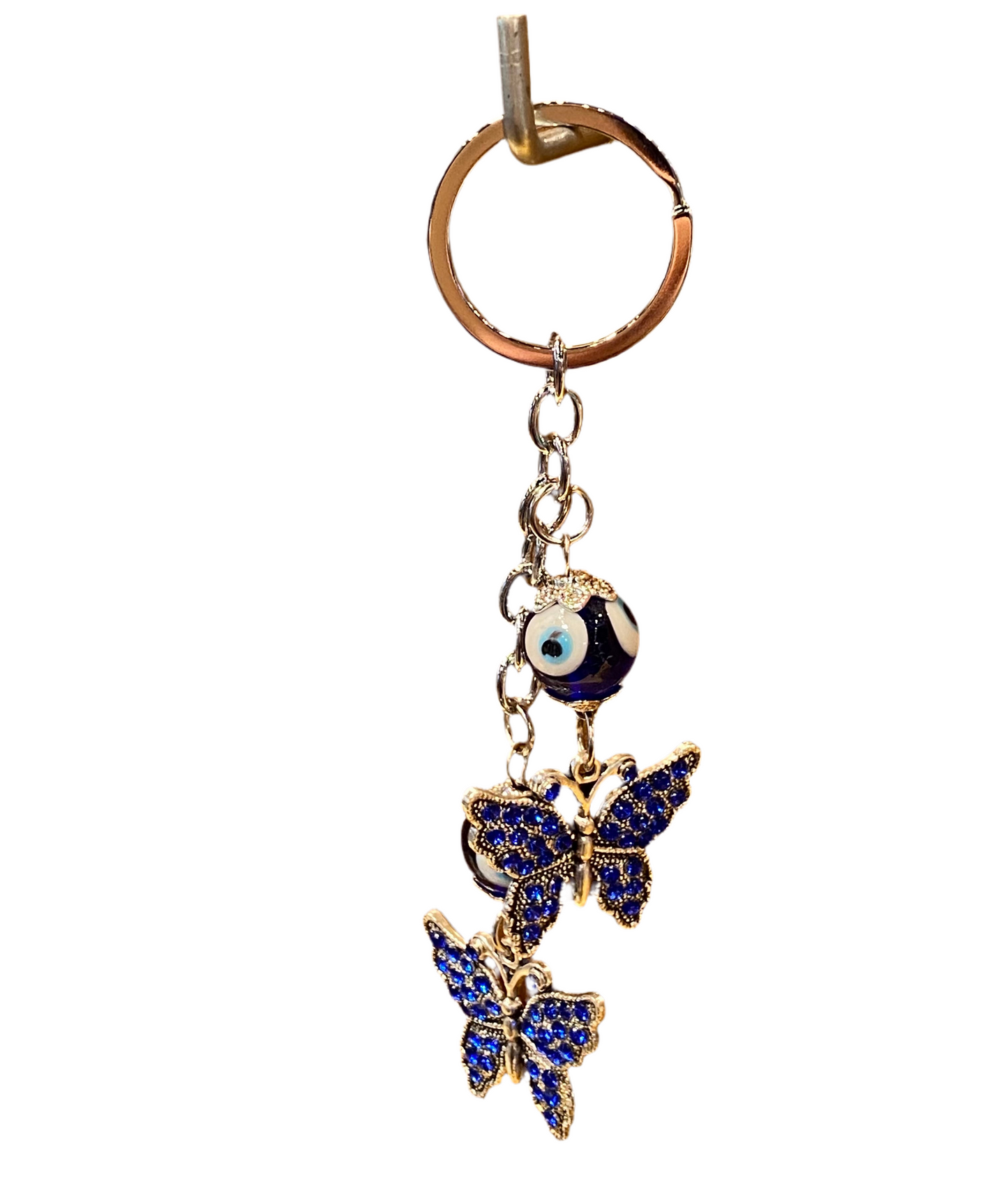 Evil Eye Double Butterfly Key Chain