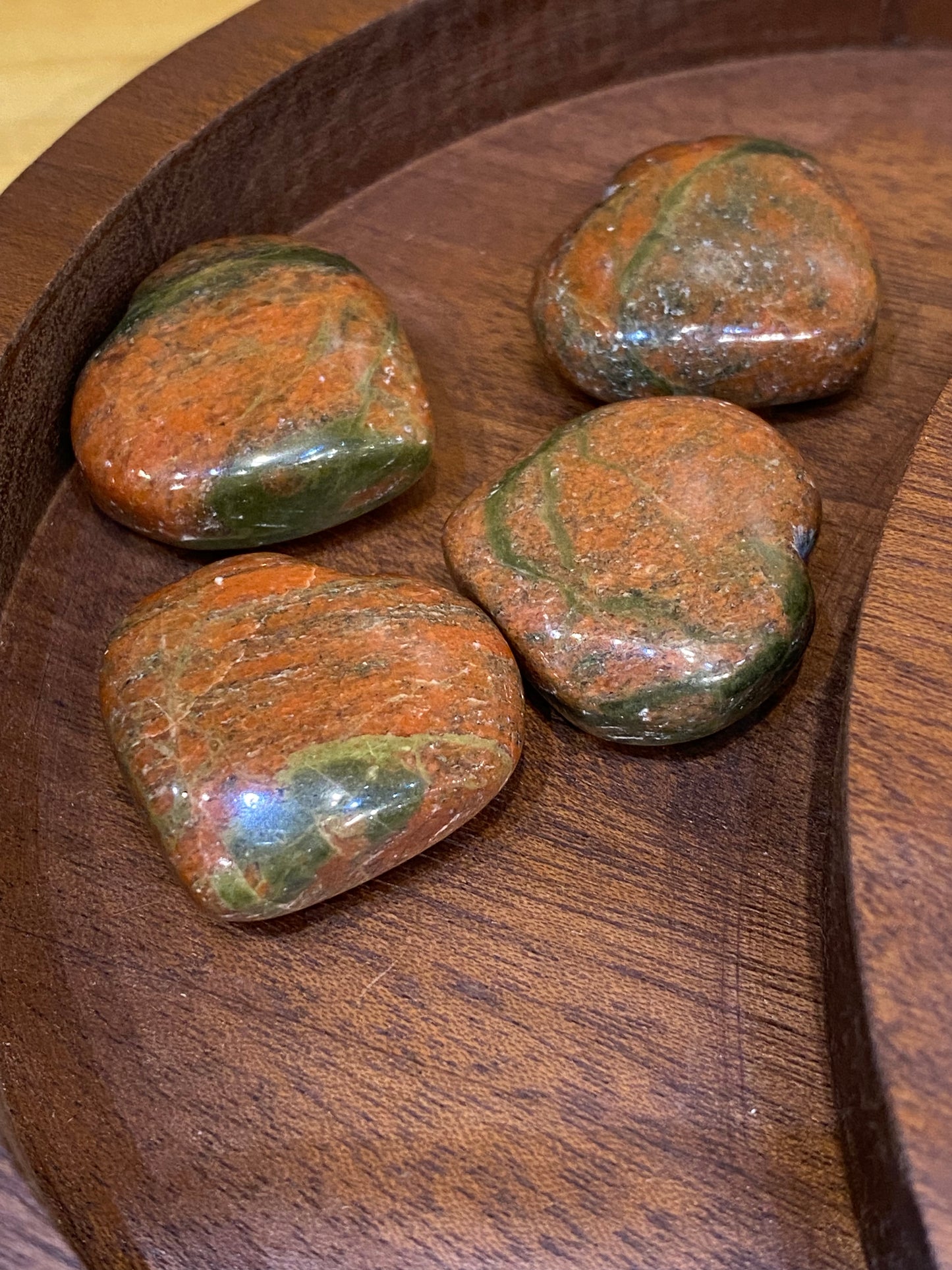 Unakite Tumbled Hand Carved Polished Heart