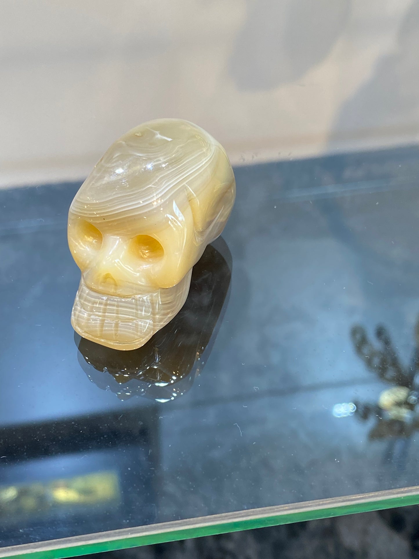 Polished Hand Carved Agate Crystal Skull Small