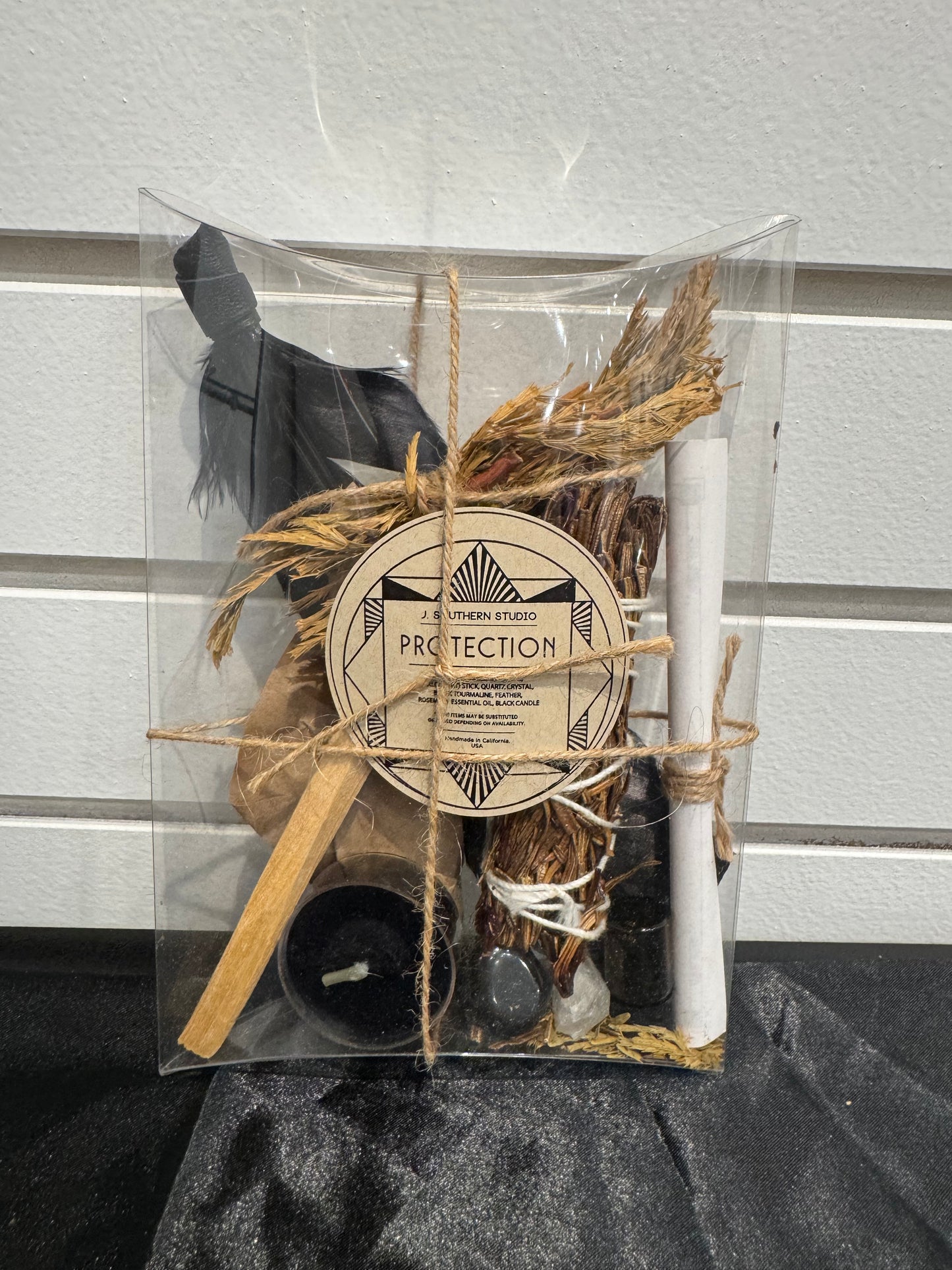 Protection Ritual Kit Gift Set with Crystals, Essential Oil, and Candle
