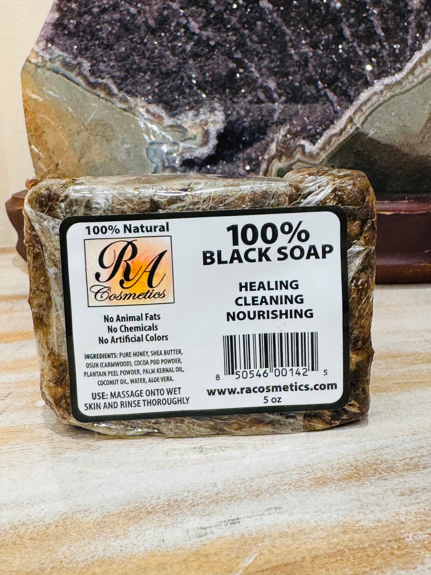 R A Cosmetics Black Facial Soap 100% Natural Healing Cleansing Bar