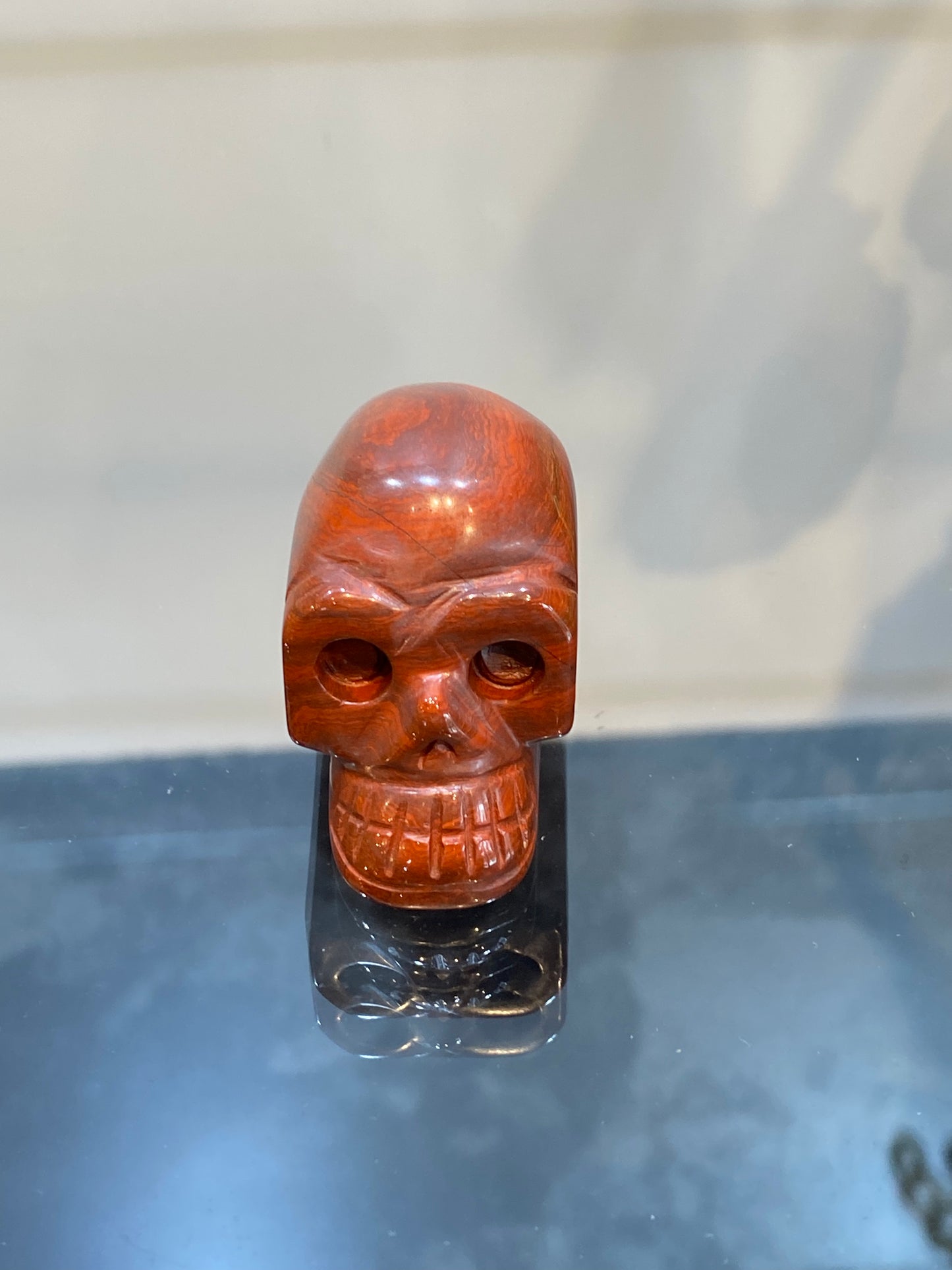 Polished Natural Hand Carved Red Jasper Crystal Skull Small