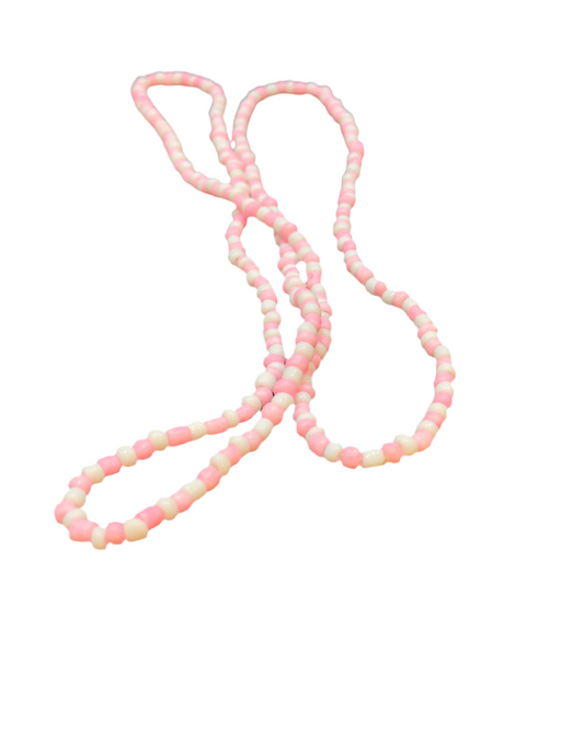 Orisha Obba Handmade Beaded Pink and White Long Necklace