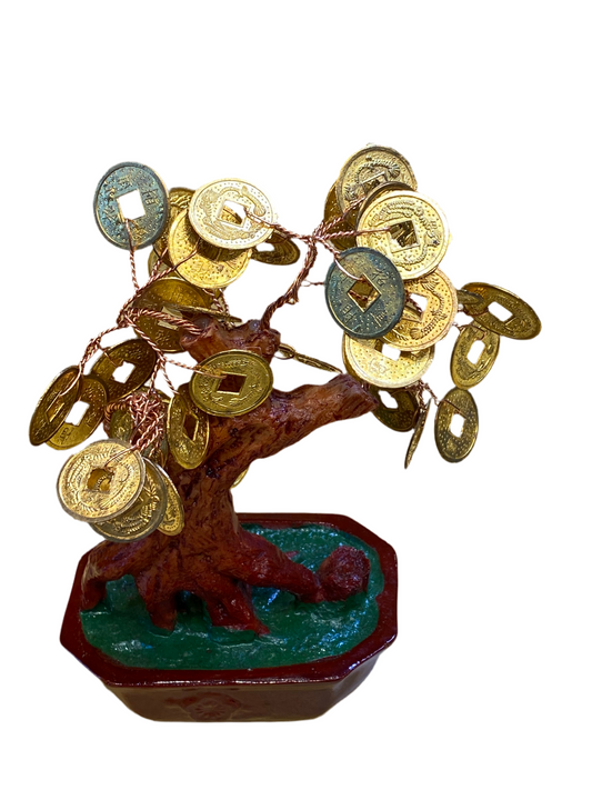 Feng Shui Bonsai Money Coin Tree on Red Tub