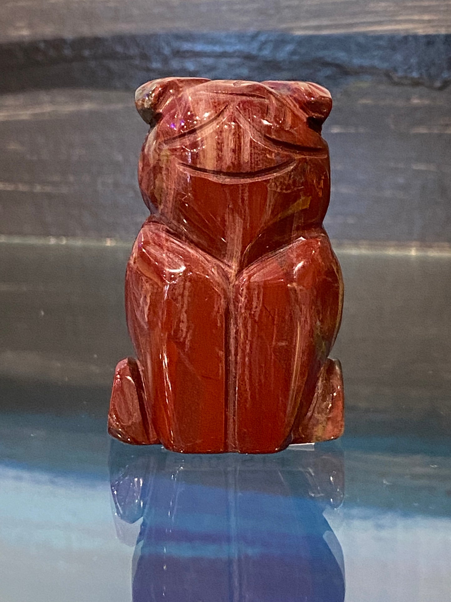 Red Jasper Polished Hand Carved Owl