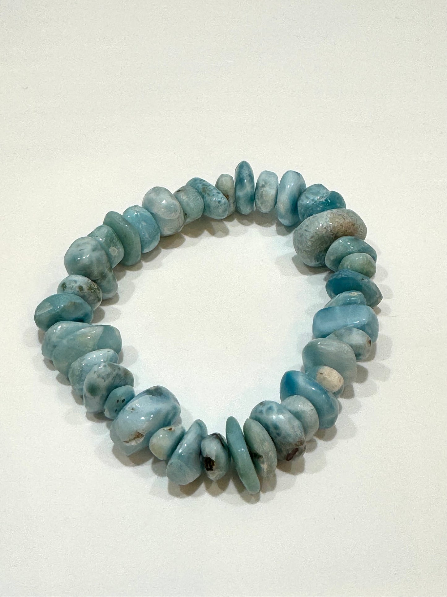 Larimar Free Form Beaded Tumbled Chips Bracelet