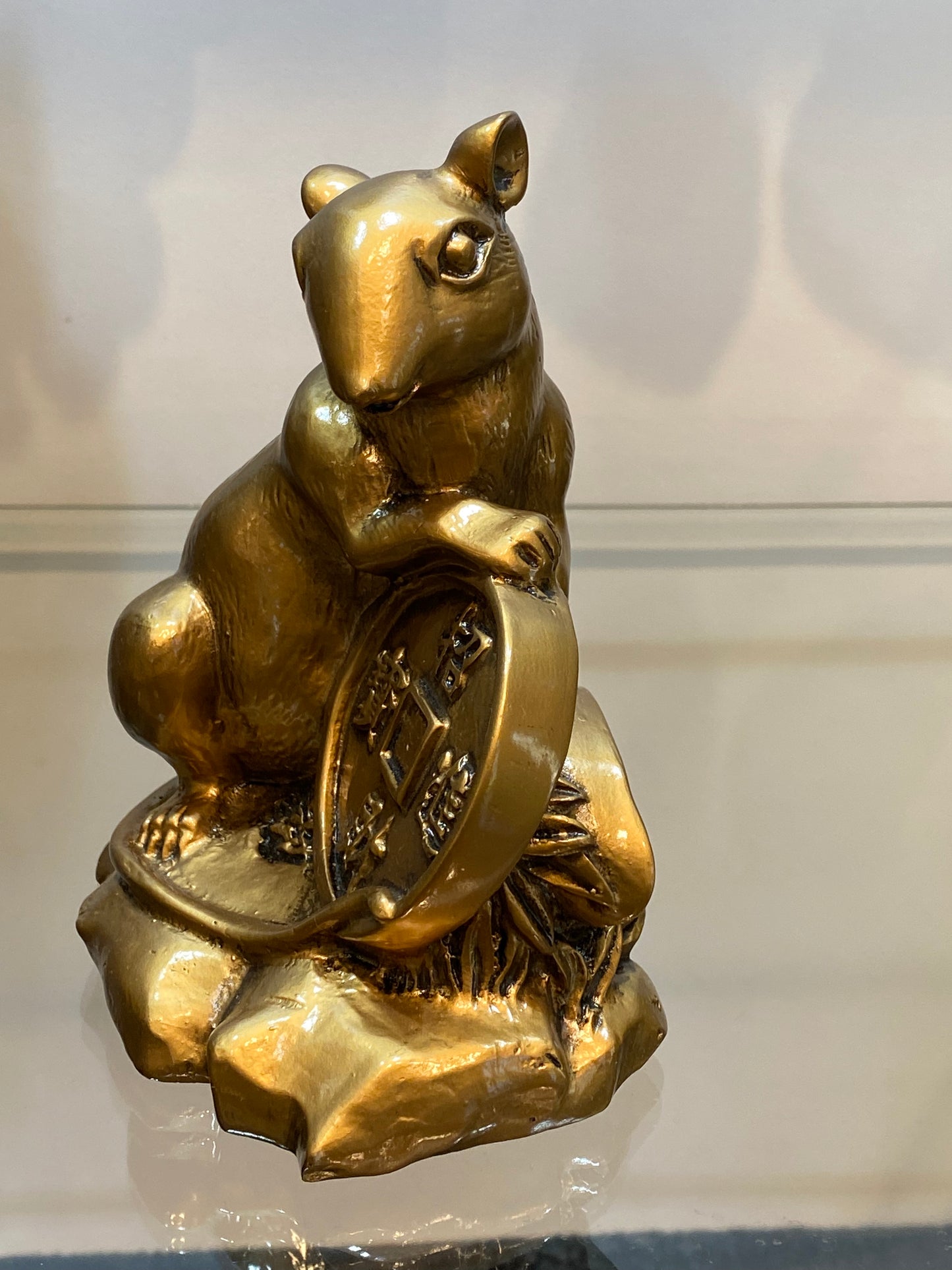 Feng Shui Golden Rat holding Chinese Coin with Wealth has arrived