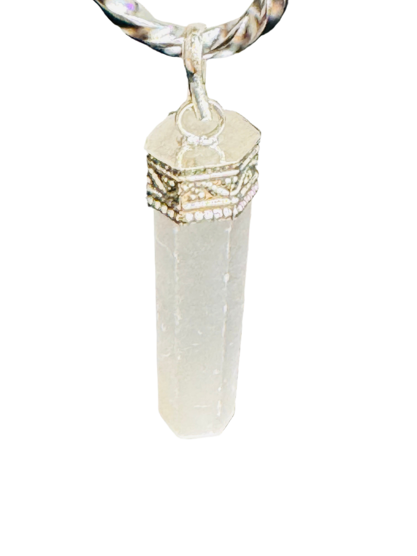 Selenite Point Sterling Silver Bezel Pendant