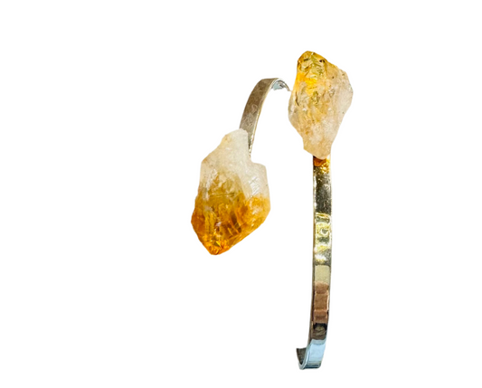 Silver Plated-Natural Citrine points Cuff bracelet