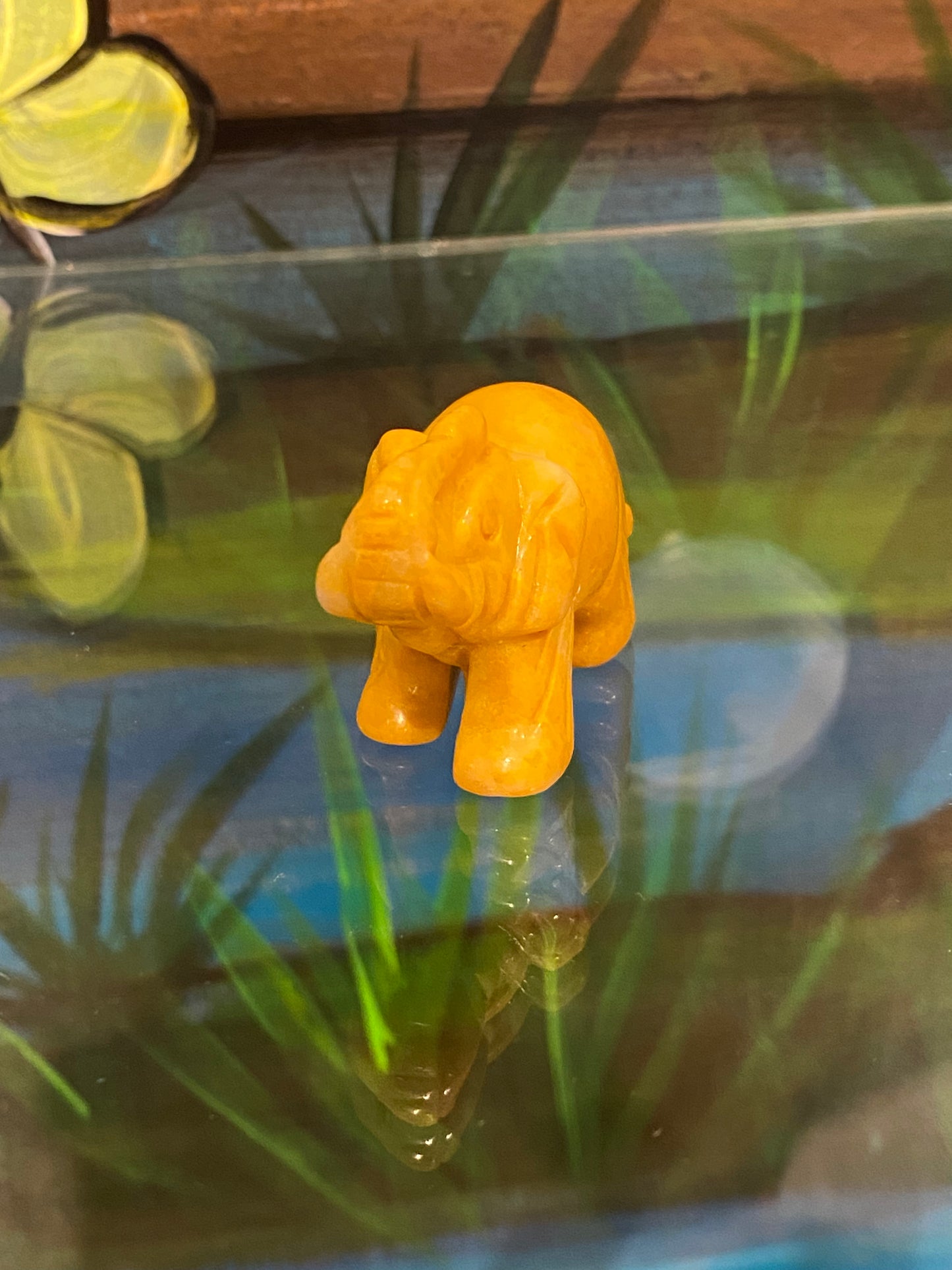 Yellow Jasper Polished Hand Carved Spirit Animal Elephant