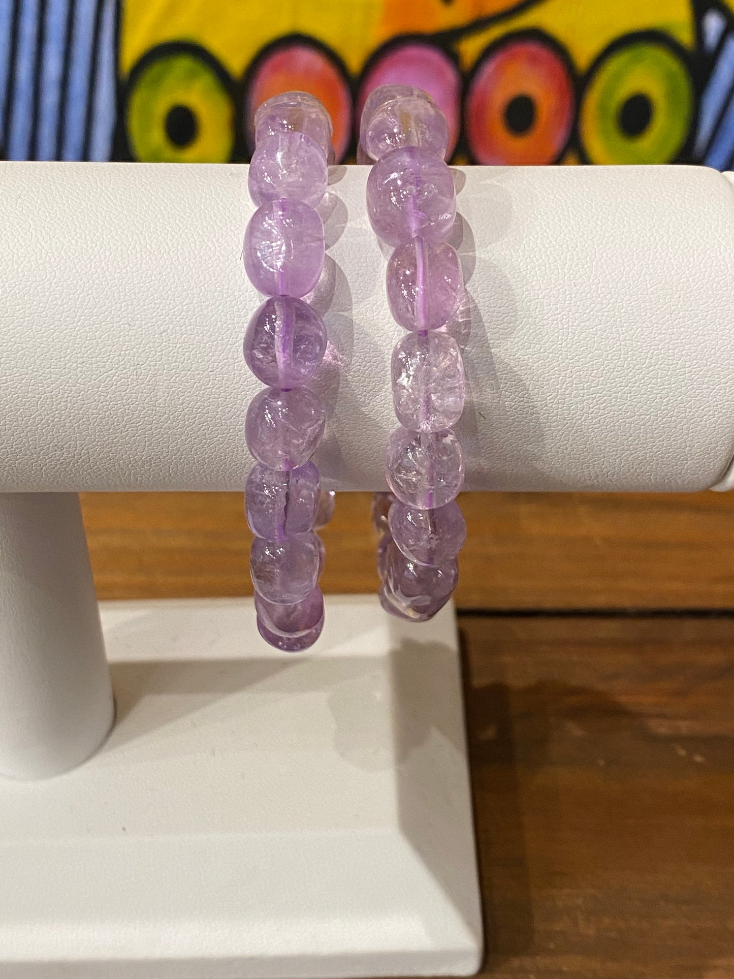 Amethyst Faceted Nugget Beaded Stretch Bracelet 8-10mm