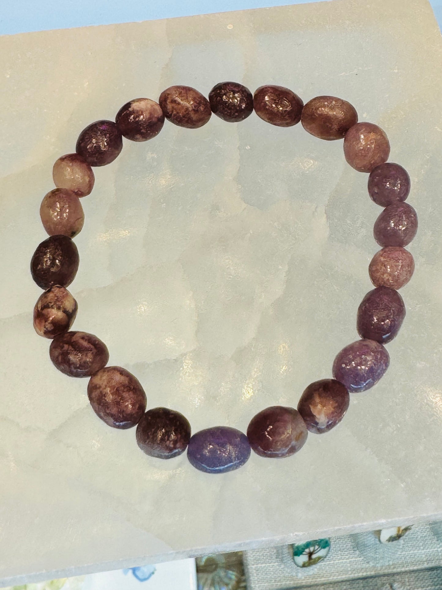 Lepidolite Nugget Beaded Stretch Gemstone Bracelet 5 mm