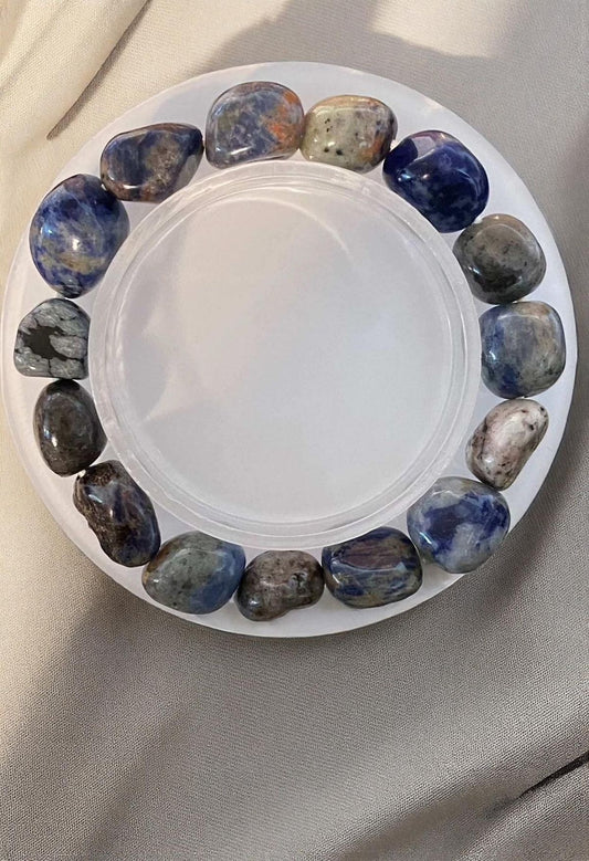 Sodalite Tumbled Bracelet (free-form bead stretch)