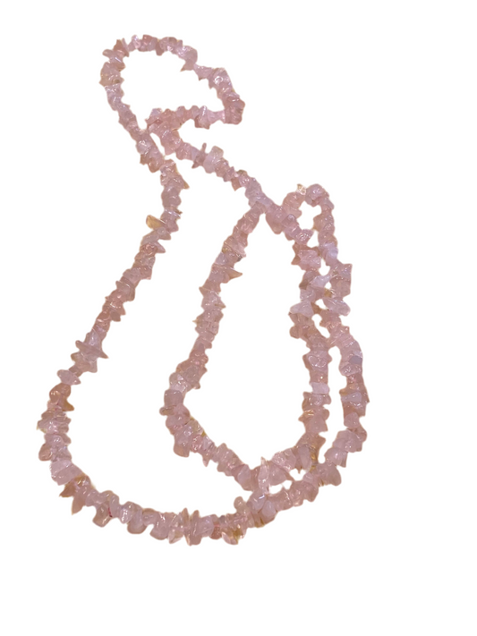 Rose Quartz Chip Necklace Long