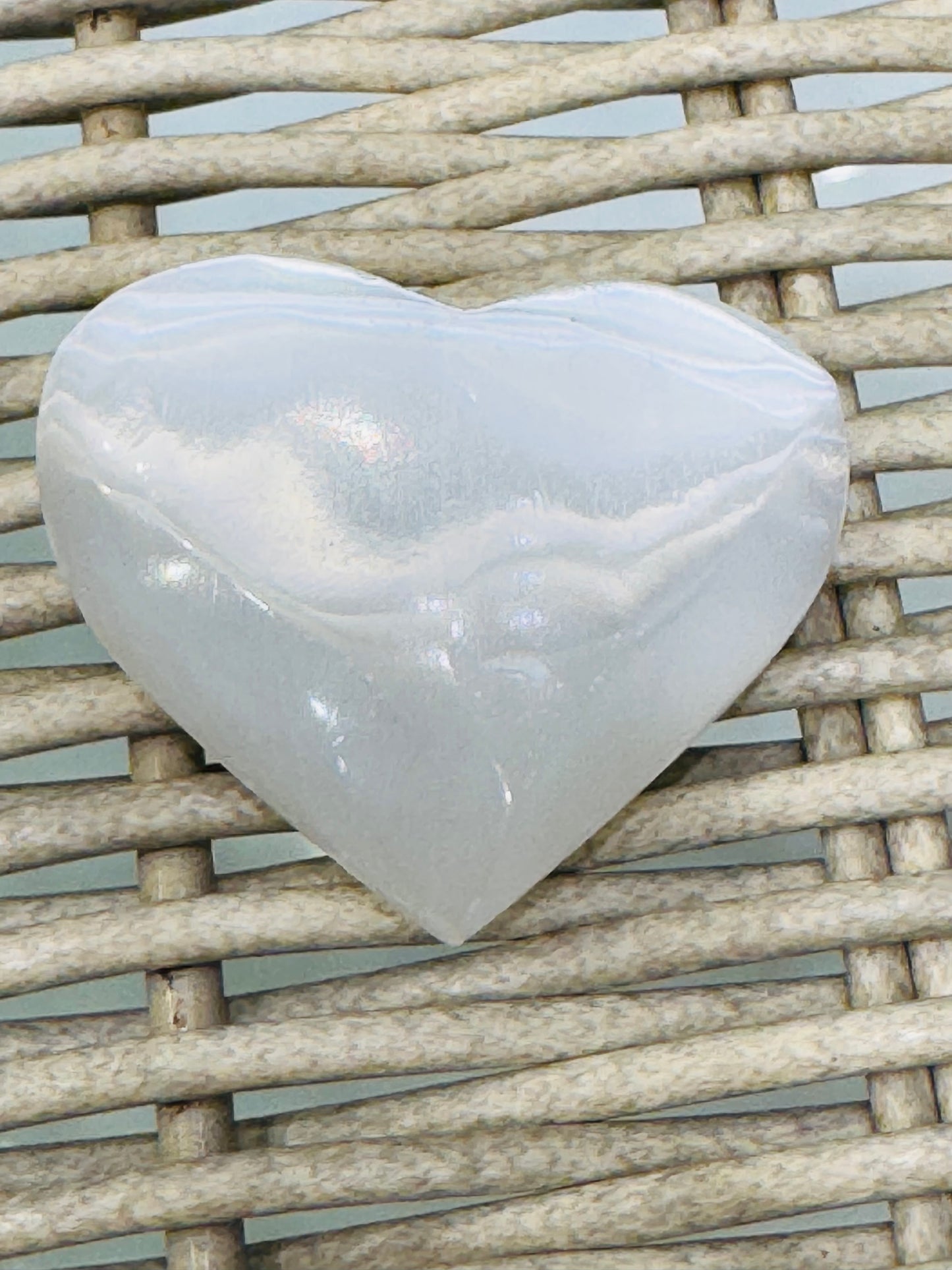 Selenite Heart Palm Stone Medium Size 1pc