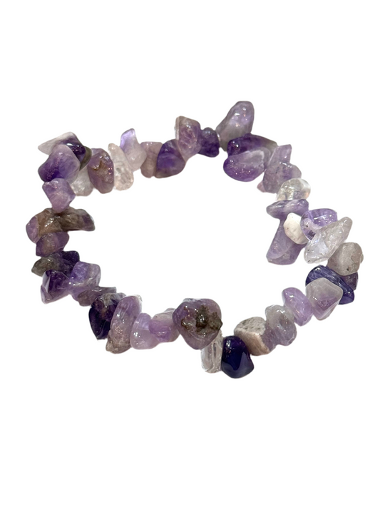 Amethyst Light and Dark Chips Gemstone Bracelet