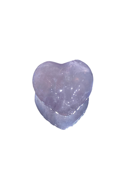 Light Amethyst Heart Pocket Size Hand Carved