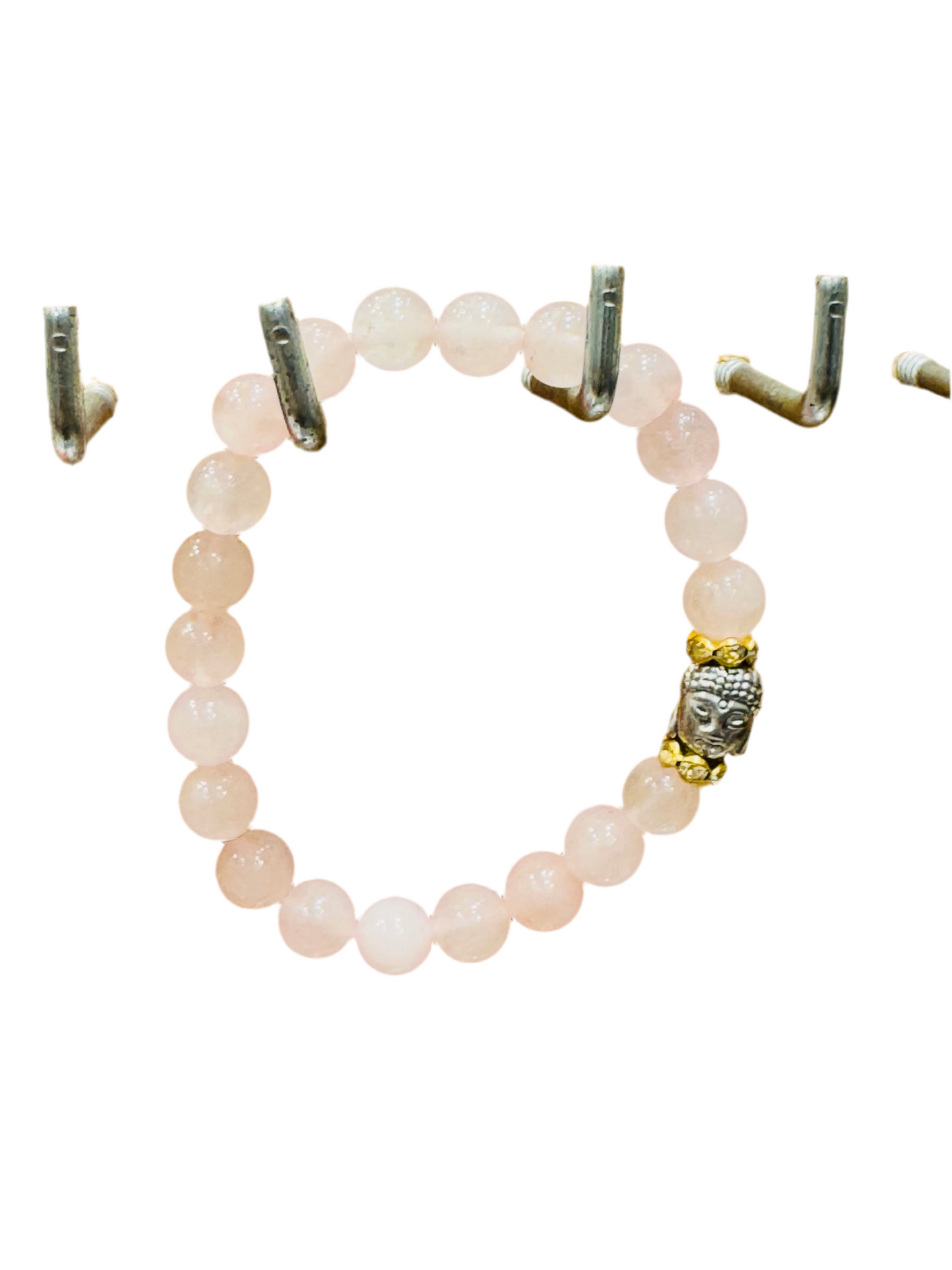 Rose Quartz Gemstone Bracelet with Buddha Charm