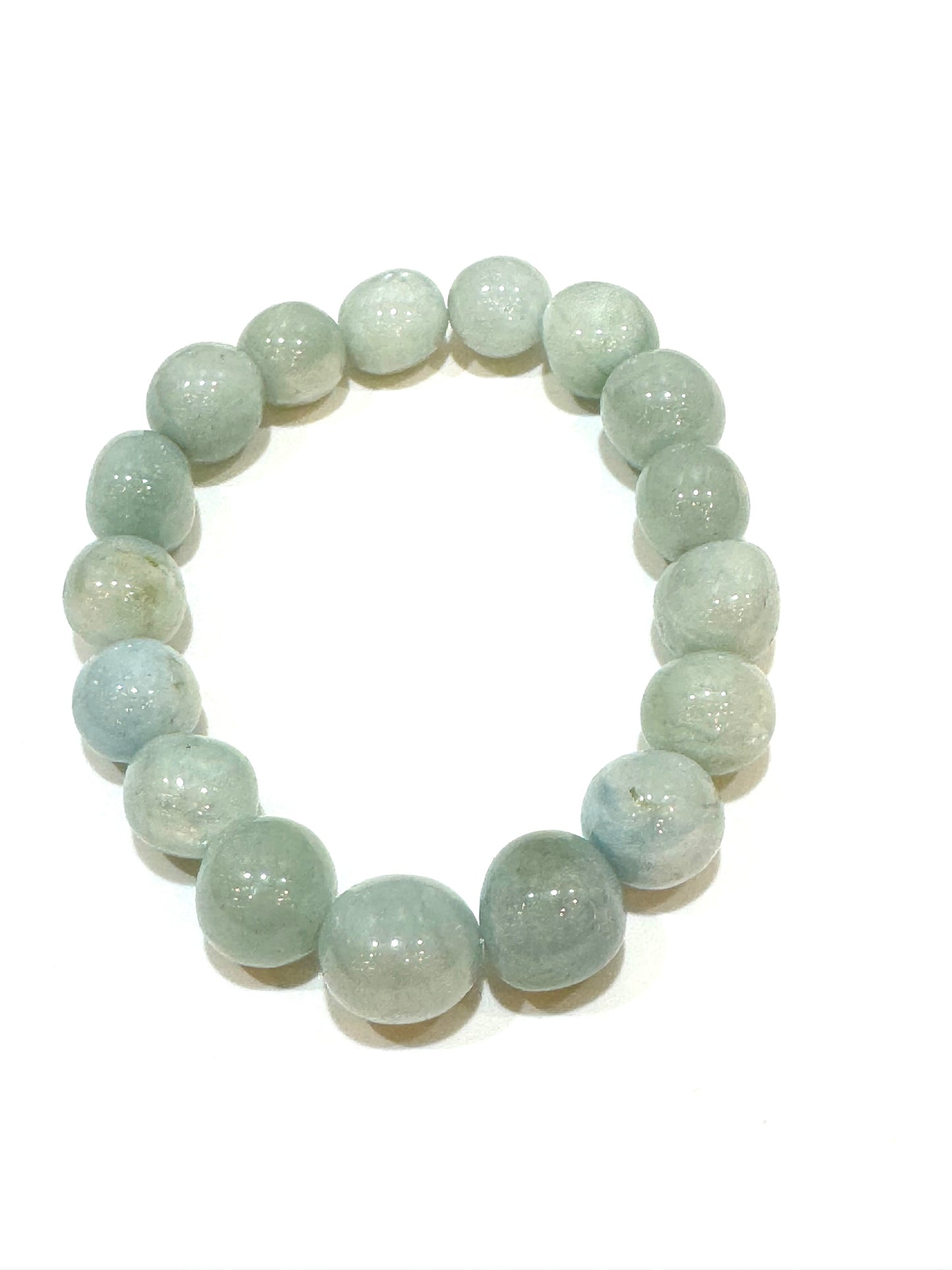 Aquamarine Free-Form Polished 10mm Beaded Bracelet