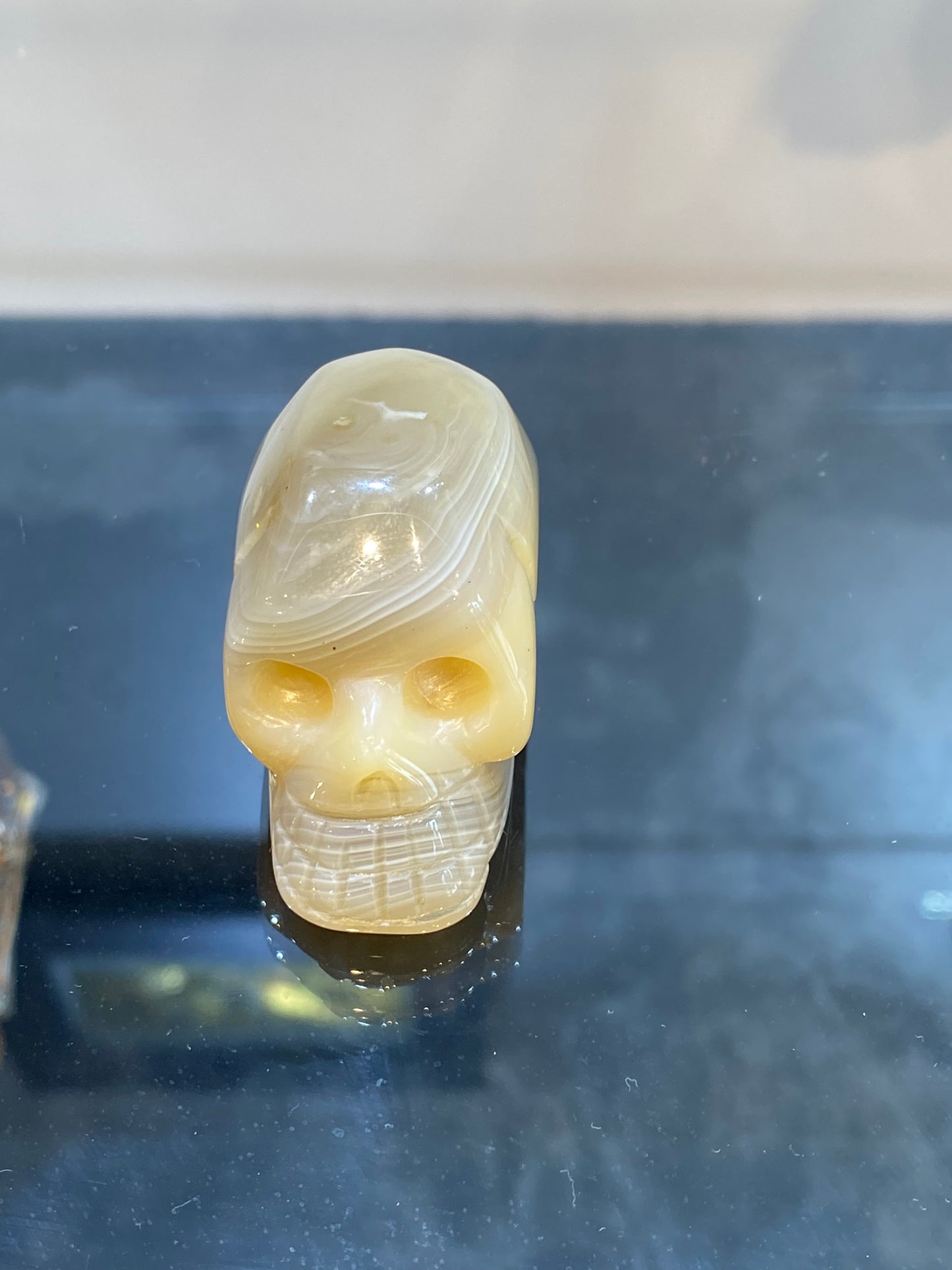 Polished Hand Carved Agate Crystal Skull Small