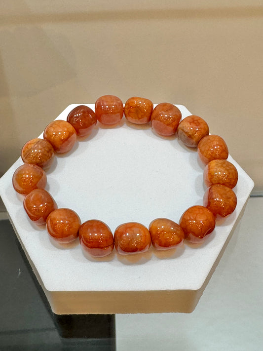 Carnelian Polished Stretch 10mm Free-Form Beaded Bracelet